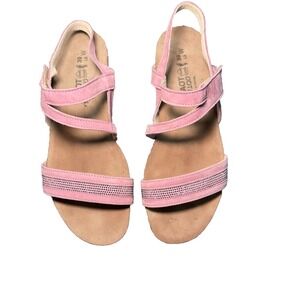 Naot Cameron Sandals Womens 39/8 W Lilac Suede Rhinestone Slingback Wedge WIDE